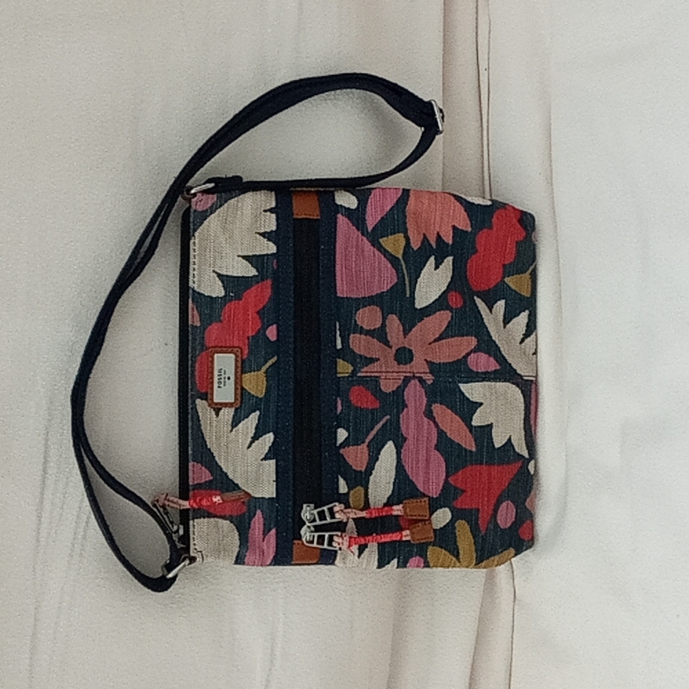 Fossil Floral Fabric Canvas Crossbody bag